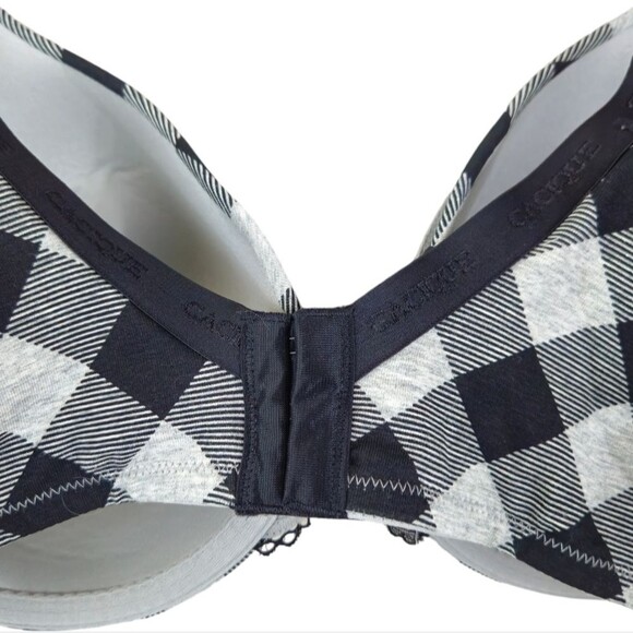Lane Bryant Cacique Black and Gray Plaid Tshirt Comfort Bra 44C NWT - Picture 4 of 7